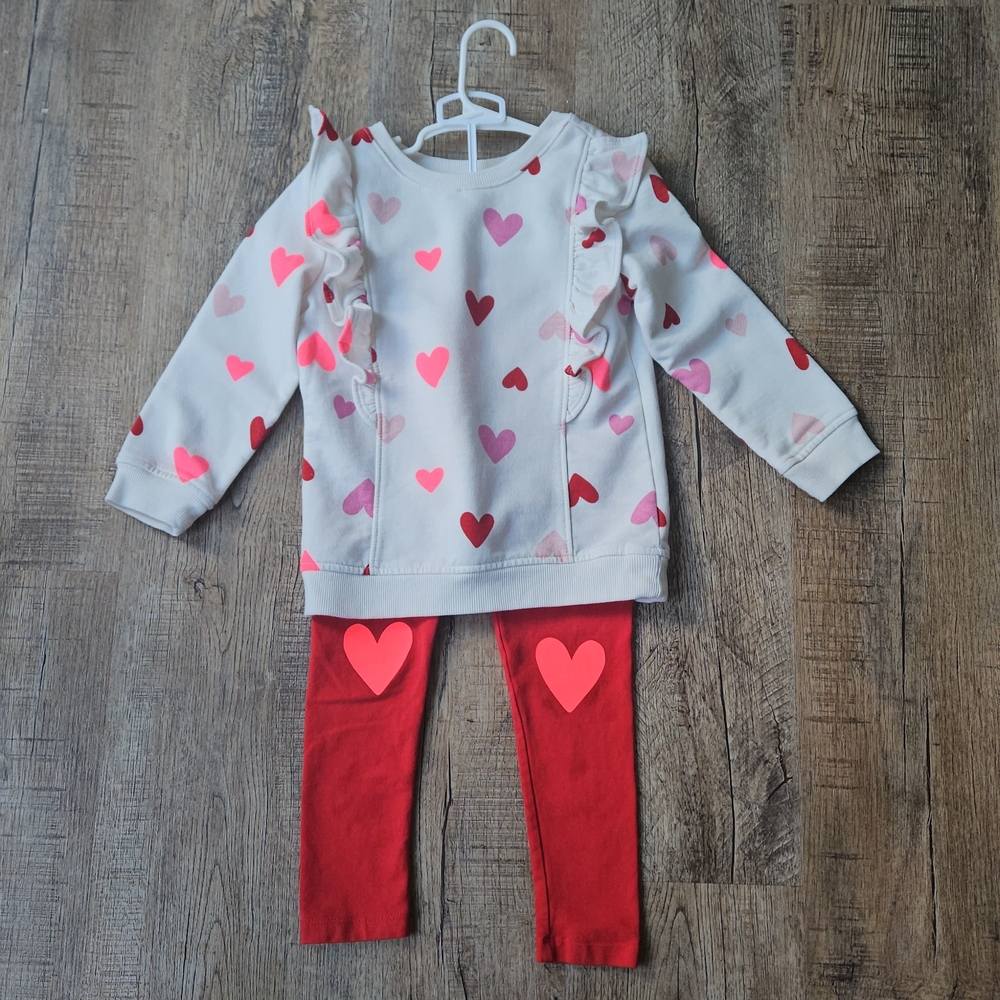 Cat & Jack Cozy Heart White Sweatshirt With Macthing Pants